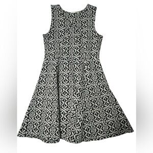 RD Style Black & White Textured Knit Fit &‎ Flare Dress - Size M